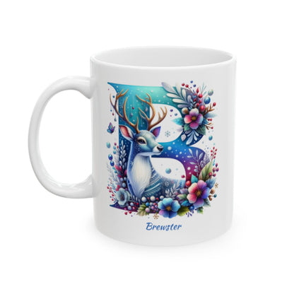 Winter Deer - Letter B Ceramic Mug, (11oz, 15oz)