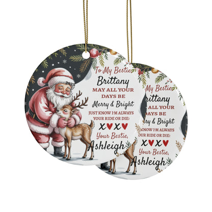 Personalized Bestie Bff Ceramic Ornament 2-sided Print Sister Gift Brother Gift