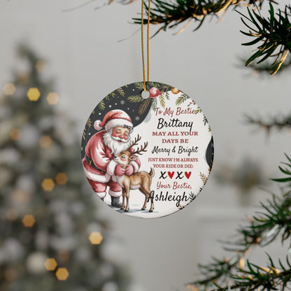 Personalized Bestie Bff Ceramic Ornament 2-sided Print Sister Gift Brother Gift