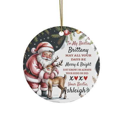 Personalized Bestie Bff Ceramic Ornament 2-sided Print Sister Gift Brother Gift