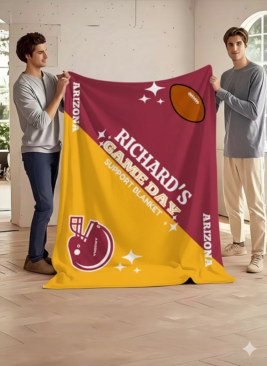 Personalize- City Pro Team Minky Blanket Fall Ball Season Football Team Colors Game Day Gift for Dad Football Lover Boyfriend Gift